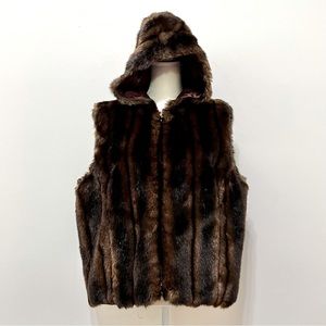 Vintage Lauren Ralph Lauren Faux Fur Vest with Hood